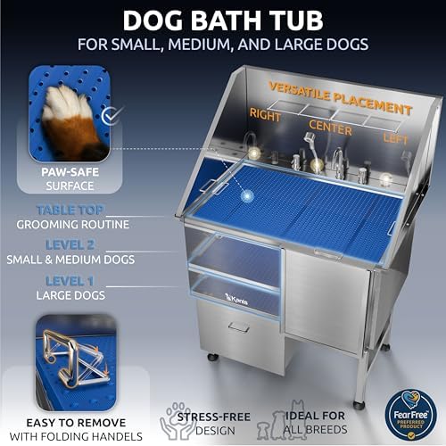 KANIS Professional Dog Washing Station 304 Stainless Steel Pet Wash Sink