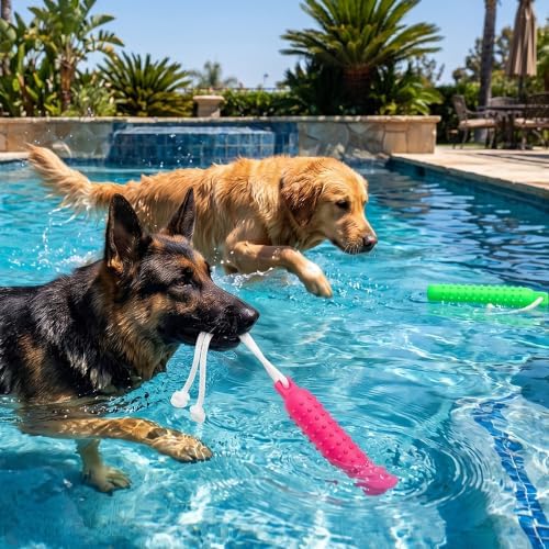 Dog Water Toys, 2 Pack Floating Bumper Fetch Toy Dummy | Interactive Retrieving Training Float Pet Rope Toy for Pool, Lake Outdoor Small Medium Large Dogs