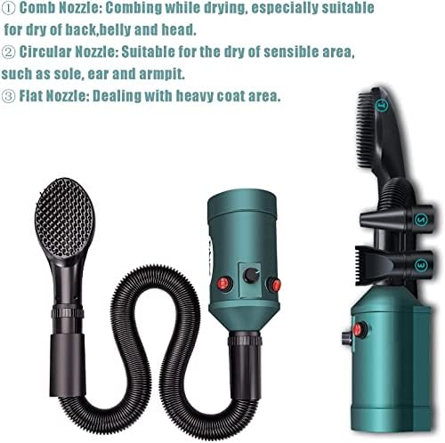 3 in 1 Dog Hair Dryer, Portable Pet Drying Box, Professional Grooming Brush Mini Pet Blower, Adjustable Speed Force Blow-Dryer with Hose and 3 Nozzle,L (Size : S) (Large)