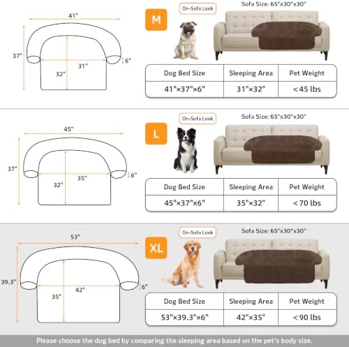 GGIB Calming Dog Bed Fluffy Plush Dog Mat for Furniture Protector with Removable Washable Cover for Large Medium Small Dogs and Cats (Extra Large (53x39.3x6), Coffee)