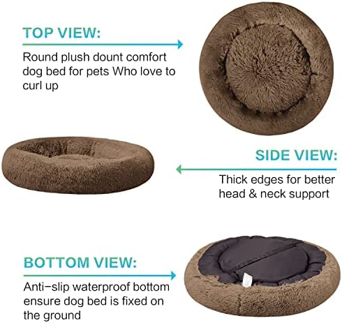 SAVFOX Calming Donut Dog Bed, 54", Brown