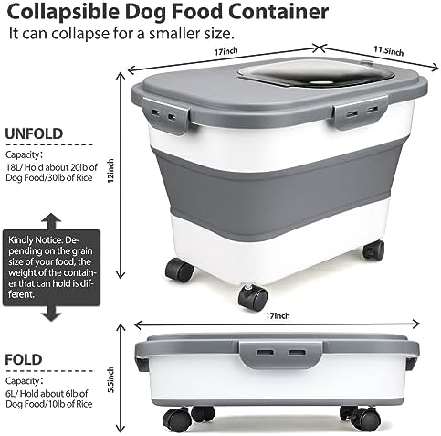 Viretec Dog Food Storage Container, 20Lbs, Silicone, White
