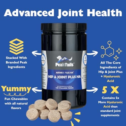KALA HEALTH PeakTails Vet-Formulated Hip & Joint Plus HA for Dogs, 150 Ct