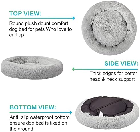 SAVFOX Calming Donut Dog Bed, 54", Light Grey