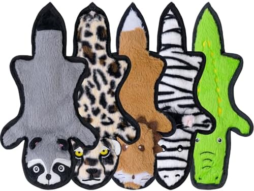 SHARLOVY No Stuffing Dog Toys Crinkle Squeaky, Long Lasting Chews for Aggressive, Durable Plush Dog Puppy Chew Toys for Teething, with 6 Tough Layers for Small Medium Large Breed-5pack,Small