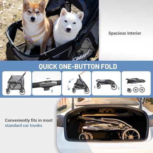 EchoSmile 3-Wheel Pet Stroller - Gray, All-Terrain