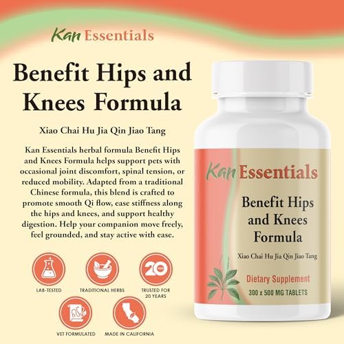 Kan Herb Company Benefit Hips and Knees Formula – Traditional Chinese Herbal Blend for Dogs and Cats to Support Joint Comfort Mobility and Digestive Balance Supplement Tablets for Pets, 300 Tablets
