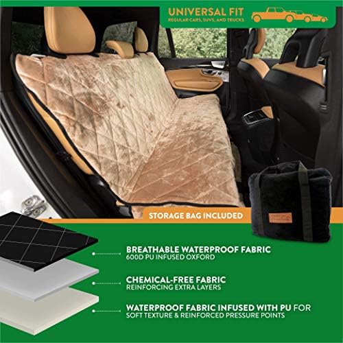 Plush Paws Velvet Rear Seat Protector - Regular Desert Sand, No Hammock