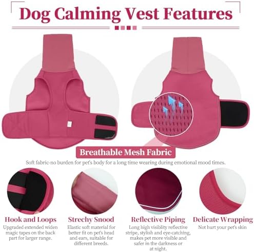 ROZKITCH Anti-Anxiety Dog Shirt, Dog Wrap for Anxiety for Storms & Fireworks, Calming Hoodie with Ear Cover for Separation Relief Rosered XL