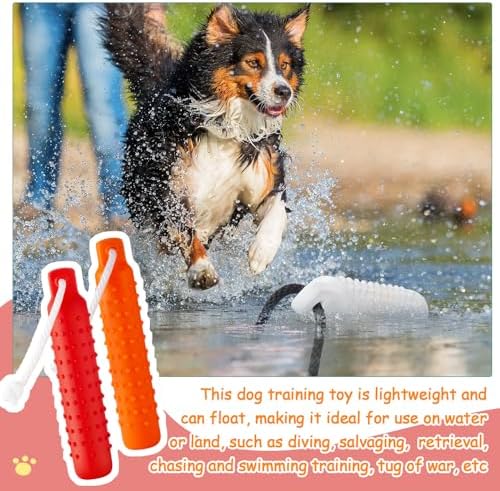 Blueweenly Red and Orange Dog Bumper Toy Training Dummy, 4 Pcs | Plastic Puppy Training Float Toy, Lightweight for Float on the Water Pool Outdoor Training Hunting Fetching