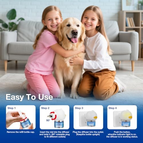 Dog Calming Pheromones Diffuser 6 in 1 Kit Appeasing Pheromone Diffuser to Calm (2, 4-Pack, 6 in