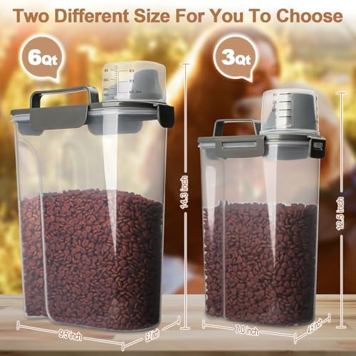 TIOVERY Dog Food Storage Container, 7 Lbs, Grey