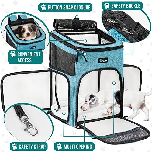 PetAmi Dog Backpack Carrier, Airline Approved, 4-Way Entry, Teal