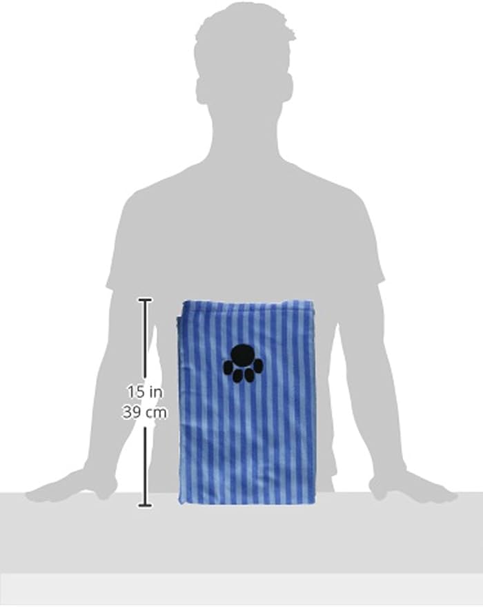 DII Design Embroidered Pet Towel, 44 x 27.5", Striped Blue