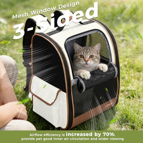 Lekereise Cat & Dog Backpack Carrier, Breathable Mesh, Small/Medium/Large Up to 25 lbs