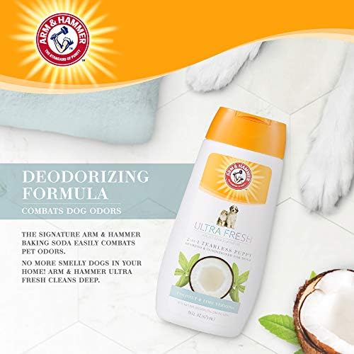 Arm & Hammer Tearless Puppy Shampoo, Coconut Lime Verbena, 16 Fl Oz | 2-in-1 baking soda formula, gentle tear-free wash, suitable for puppies 8 weeks and older