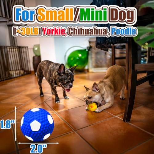 Latex Squeaky Dog Toys, Small Dogs & Mini Breeds, Soft Soccer Ball 2.0in, 3-Pack