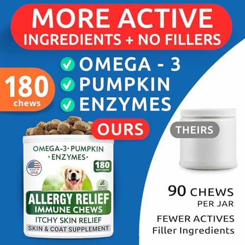 Dog Allergy Relief Chews - Skin Health & Anti-Itch Supplement with Omega-3