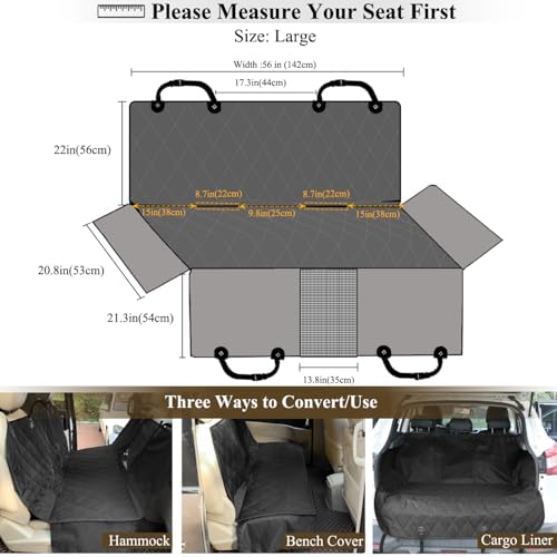 VIVAGLORY Dog Seat Cover Hammock - Black, Large