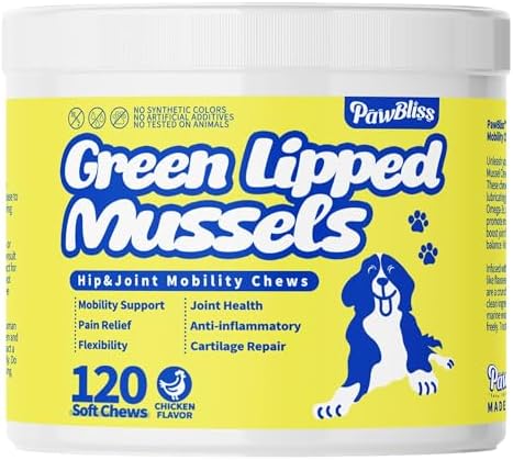 Green Lipped Mussel Joint Supplement for Dogs & Cats - 120 Soft Chews - Natural Support for Hip, Joint & Muscle Health