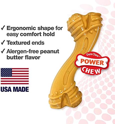 Nylabone 2 Pack of Allergen-Free Peanut Butter Flavor Comfort Hold Power Chew Bone, Giant, Dental Chew Dog Toy