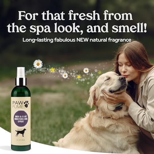 PAWFUME Skin & Coat Detangler Spray for Dogs, 2-Pack | Soothe dry itchy coats with non-toxic chamomile & oat formula, fatty acids & vet-certified Dog Detangler Spray Dematting care