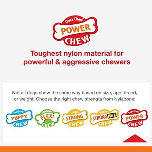 Nylabone Power Chew Double Action Barbell Bone Dog Chew Toy, Medium | Durable dog toy for medium dog breeds up to 35 lbs, teeth-cleaning textures, long lasting, discourages destructive chewing