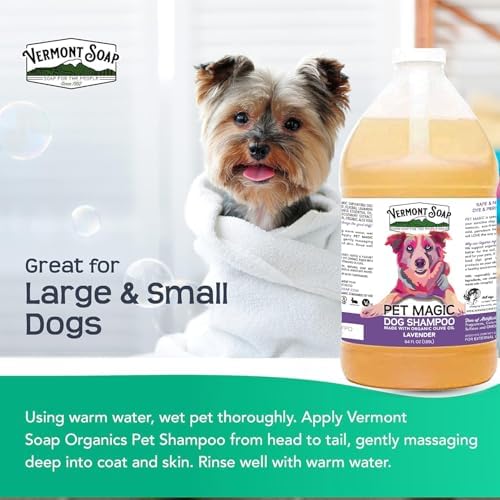 VERMONT SOAP Organic Pet Shampoo, Lavender Natural Dog Shampoo, 64 oz