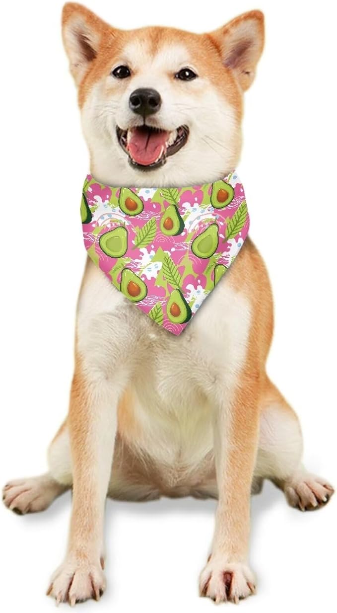 Forchrinse Avocado Pet Bandanas, Medium, Polyester, Avocado Print