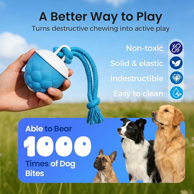 Interactive Dog Toys, 2026 New Smart Motion Pet Ball for Dogs, Interactive Dog Ball for Pets, Multi Functional Rope Dog Toy for Indoor Play (1, Red)