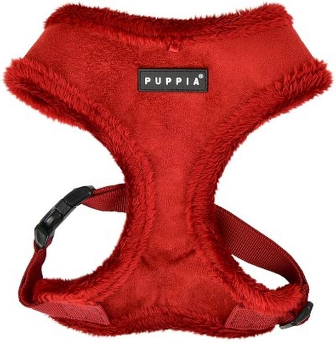 Puppia Terry Dog Harness Over-The-Head Winter Suede Warm No Choke No Pull Training Walking for Small and Medium Dog, Brown, Medium