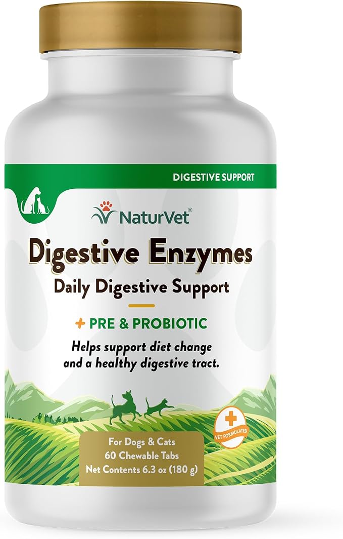 NaturVet Digestive Enzymes & Probiotic for Dogs & Cats - 60ct