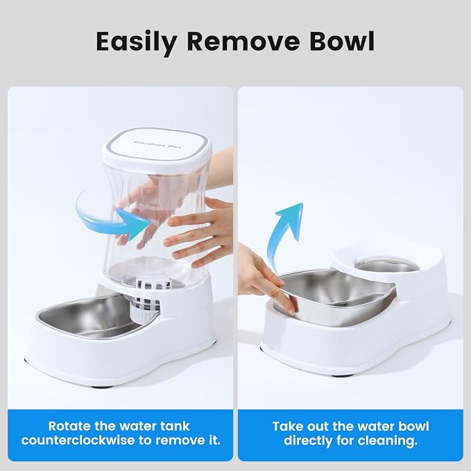Gardner Pet Automatic Dog Water Dispenser Gravity Stainless Steel Water Waterer Feeder, Large Capacity Water Feeding Bowls for Medium & Large-Sized Dogs Cats Other Pets -(2.1 Gallon)