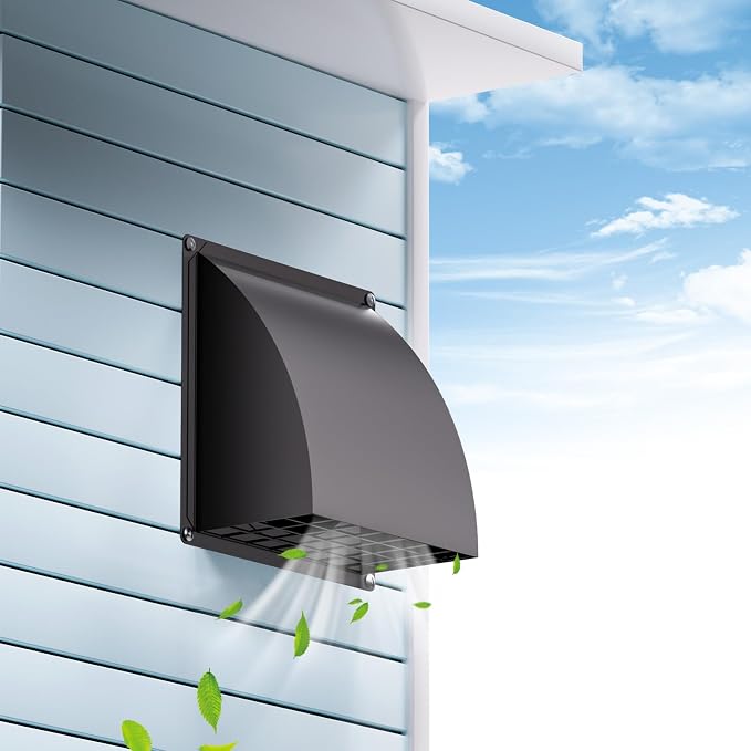 HG Power 8 Inch Wall Vent Cover with Removable Screen, Black