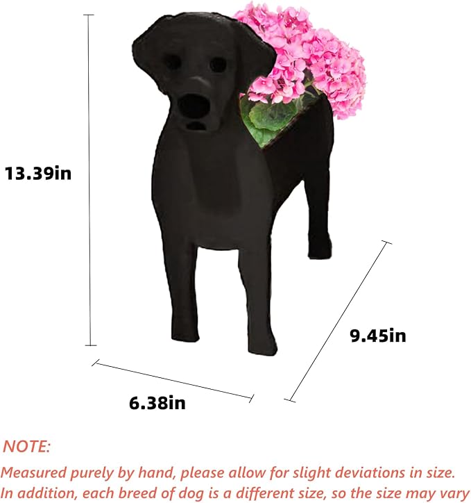 Black Labrador Dog Planter Pots, Animal Shaped Flower Pot