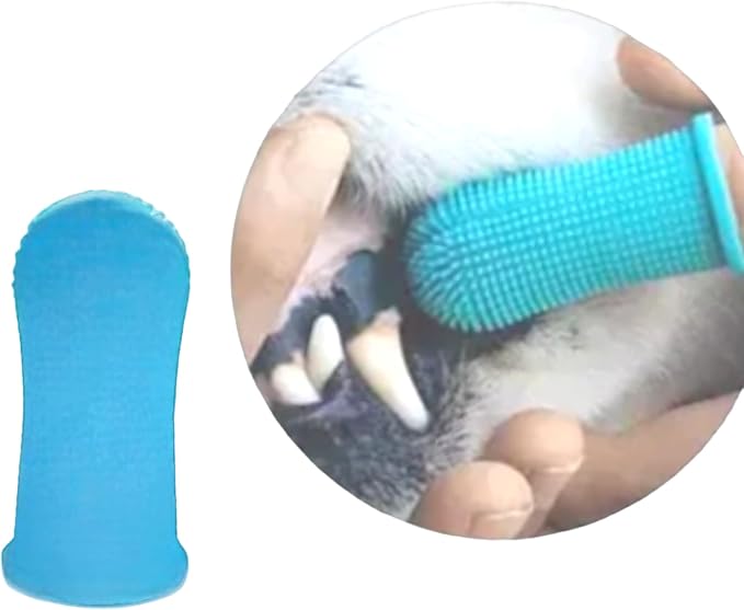 Dog and Cat Finger Toothbrush for Pets, Silicone, Sustainable, Fingertip use, Pack of 2 with a case Protection, Blue