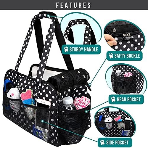 PetAmi Small Dog Purse Carrier, Airline Approved, Soft-Sided Tote, Polka Dot