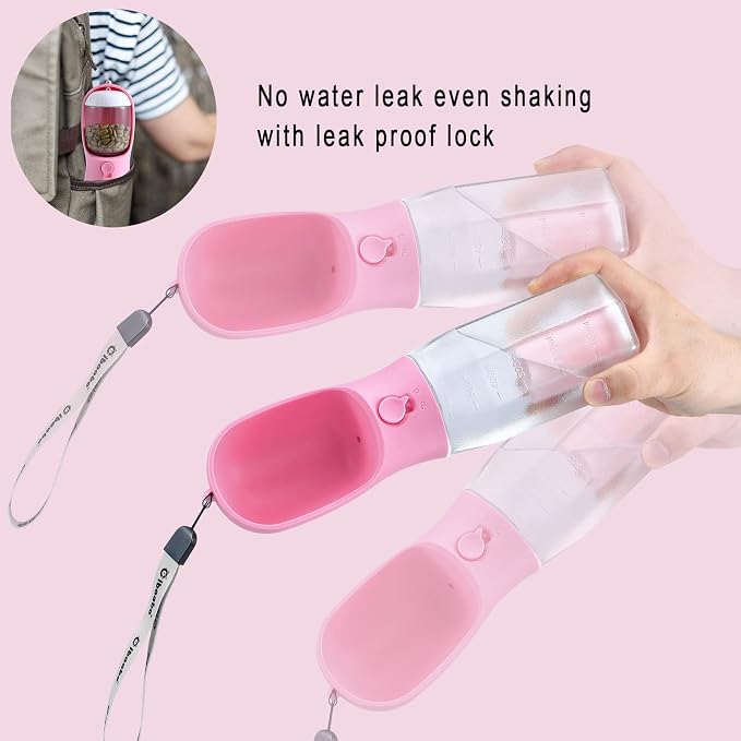 Cibaabo Dog Water Bottle with Food Container & Poop Bag Holder