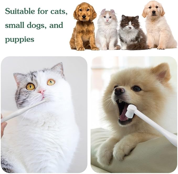 MiOYOOW 2PCS Dog Toothbrush, Pet Toothbrush with Ultra Soft Bristles for Sensitive Pet Teeth & Gums Puppy Kitten Cats Small Breed Dogs
