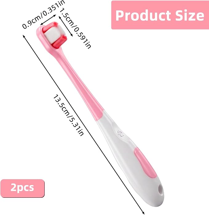 2 Pcs Small Dog Toothbrush, Puppy Toothbrush & Cat Tooth Brush, Ultra Soft Bristles Pet Toothbrush for Tiny to Medium Pets, Dental Care Kit for Kitten & Small Dogs (Pink)