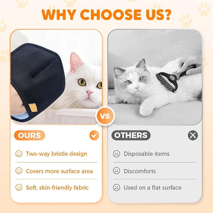 Pet Hair Removal Glove for Cats & Dogs, 2026 New Pet Hair Remover for Laundry, Reusable Electrostatic Pet Hair Remover Gloves (Black+Blue)