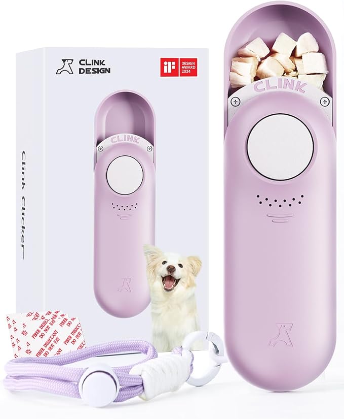 Clink Design Dog Training Clicker with Treat Storage, Purple