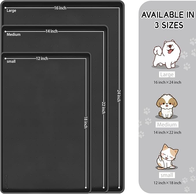 MateeyLife Silicone Cat & Dog Food Mat for Floors Waterproof, Anti-Slip Dog Bowl Mats for Food and Water, Pet Feeding Mats with Lip to Prevent Spills, Pet Placemat for Messy Drinkers to Protect Floors