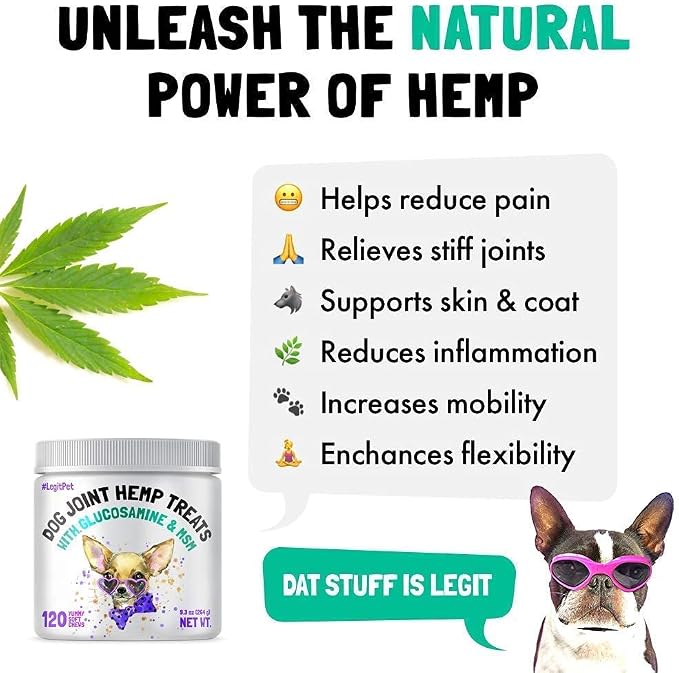 LEGITPET Hemp Hip & Joint Supplement for Dogs 120 Soft Chews and Paw Balm Wax Soother & Moisturizer Cream with Natural Food-Grade Coconut Oil, Organic Shea Butter & Beeswax 2oz Bundle