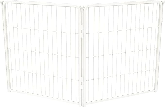 FXW AuraSpace Pro Acrylic & Wire Mesh Indoor Dog Playpen, 32" Height 2 Metal Panels Metal Dog Pen for Small and Medium Dogs, White│Patented