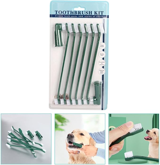 Luxshiny Dog Toothbrush Kit with Finger Toothbrush and Dual-Head Brush, Soft Bristles Pet Dental Care Set for Puppies and Dogs, Effective Teeth Cleaning Tool for Oral Hygiene