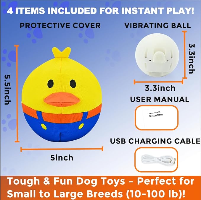 ZanLLW Interactive Dog Toys, Responds to Barks, Nudges & Paws, Keep Them Busy for Hours! Rechargeable Hard-Wearing Oxford Fabric Self-Play Puppy Toy with Motion/Sound Feedback, Dog Indoor-Play Toy