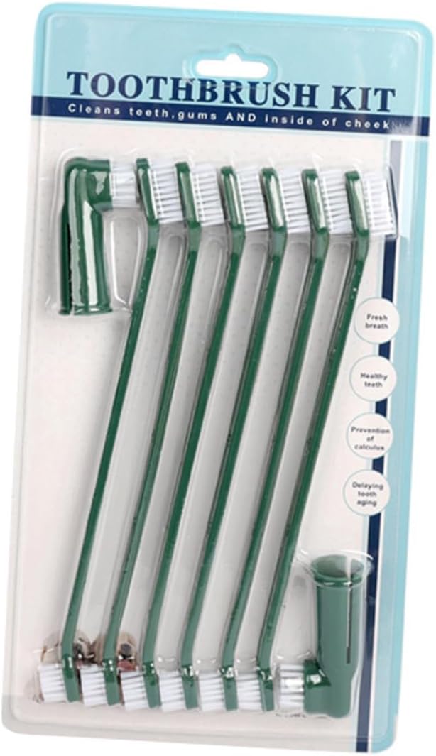 Luxshiny Dog Toothbrush Kit with Finger Toothbrush and Dual-Head Brush, Soft Bristles Pet Dental Care Set for Puppies and Dogs, Effective Teeth Cleaning Tool for Oral Hygiene