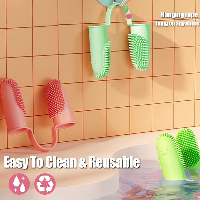 Dog Toothbrush Kit,3 Pack Dogs Finger Tooth Brush,Dental Care,Tow-Finger Teeth Brushing for Cat,Puppy, Small Pet,Food Grade Silicone Easy Cleaning Brushes for Cats and Large Pets