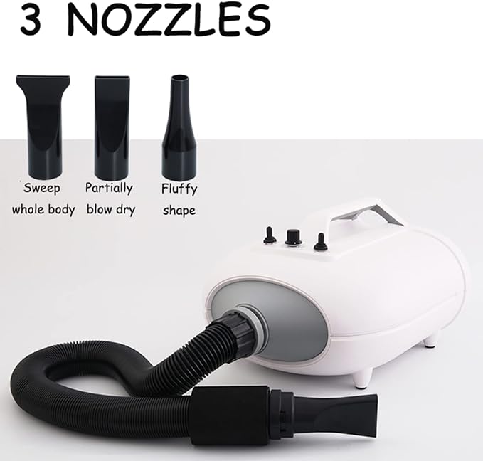 Dog Dryers High Velocity 3200W, 4.3hp, Dog Dryers Grooming Professional Quiet with Dual Motors Home Grooming Business for Small Medium Large Dogs Cats Pets,White